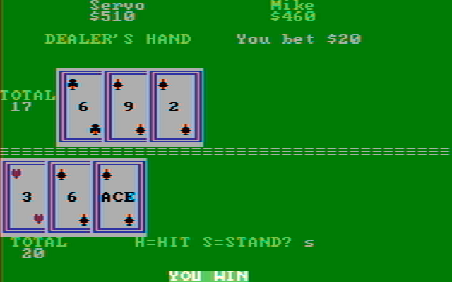 Casino Games IBM PC/Compatibles Screenshot: I won this round...