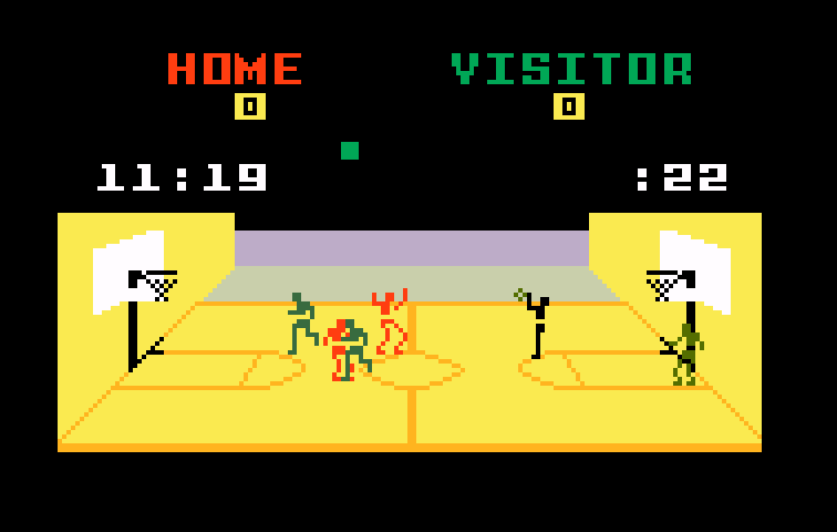 NBA Basketball Intellivision Screenshot: Game in progress...