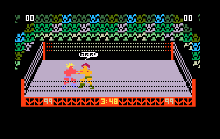 Body Slam: Super Pro Wrestling Intellivision Screenshot: The fight begins.