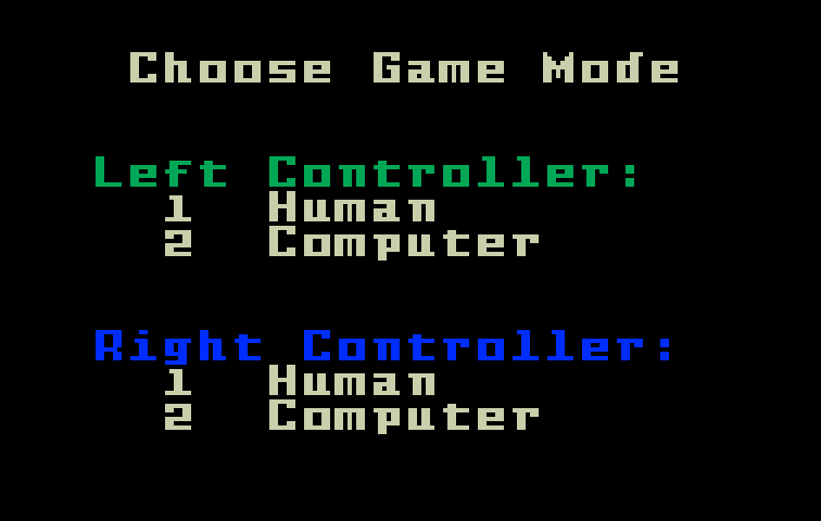 Body Slam: Super Pro Wrestling Intellivision Screenshot: Choose a game mode.