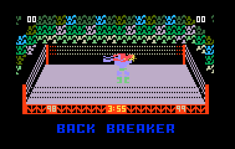 Body Slam: Super Pro Wrestling Intellivision Screenshot: It's a back breaker!