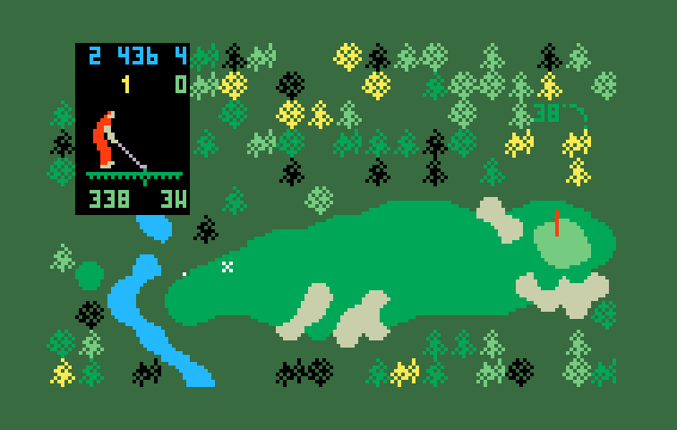 Chip Shot: Super Pro Golf Intellivision Screenshot: I landed in the rough; my drive didn't quite reach the fairway!
