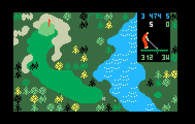 Chip Shot: Super Pro Golf Intellivision Screenshot: Just made it across the water!