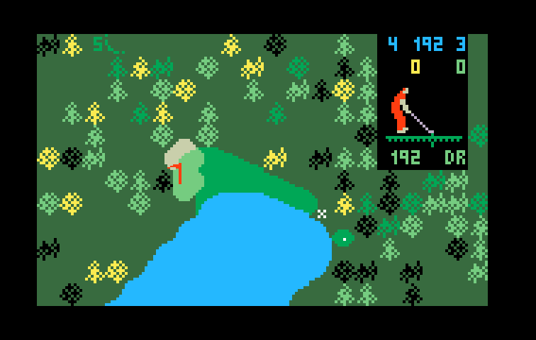 Chip Shot: Super Pro Golf Intellivision Screenshot: A short par 3, but don't land in the water!