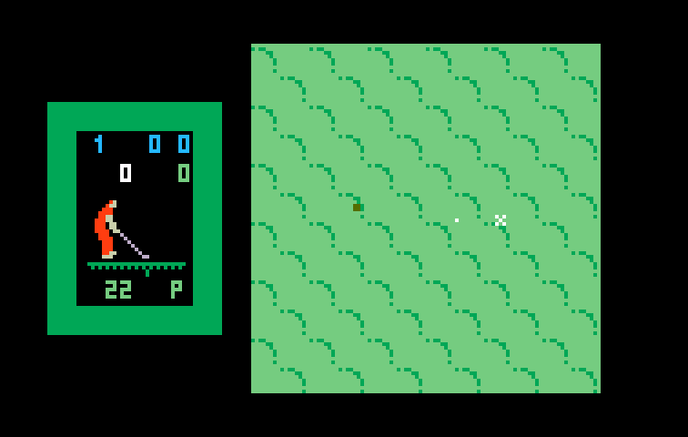 Chip Shot: Super Pro Golf Intellivision Screenshot: Visiting the practice green.