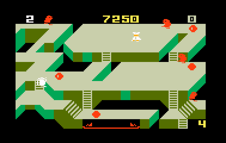 Diner Intellivision Screenshot: Gaps in the path open and close; be careful!