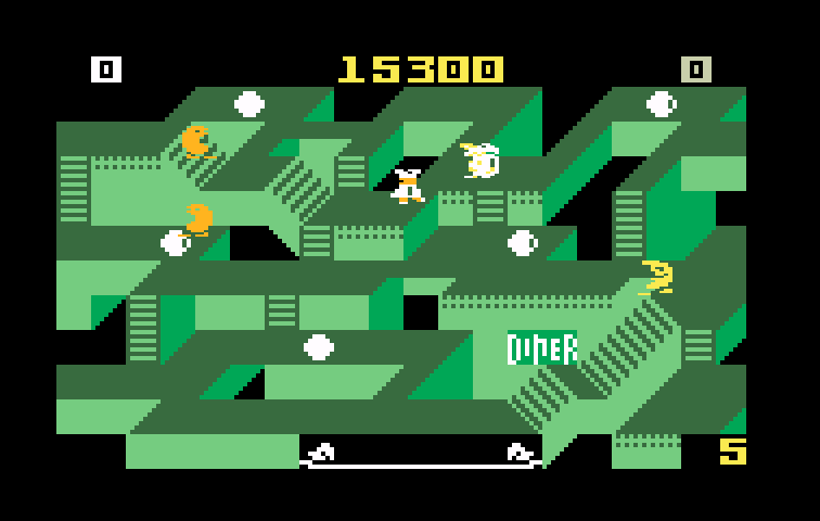 Diner Intellivision Screenshot: Some of the maze layouts become more complex.