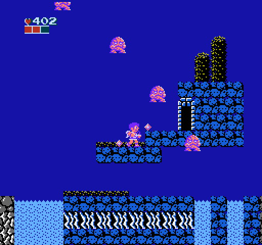 Kid Icarus NES / Famicom Screenshot: Creatures fall from the sky!