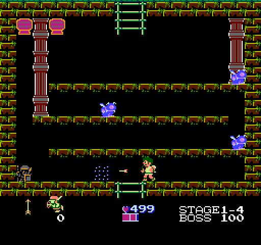 Kid Icarus NES / Famicom Screenshot: Make your way through these enemy infested platforms...
