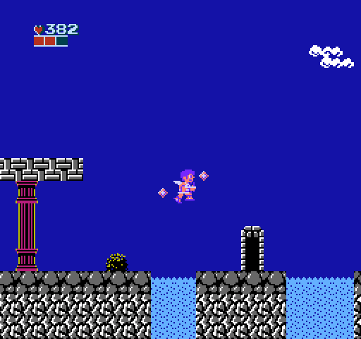 Kid Icarus NES / Famicom Screenshot: Jump over the gaps, or it's game over!