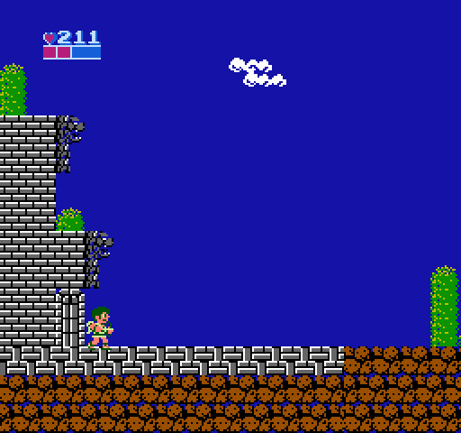 Kid Icarus NES / Famicom Screenshot: Beginning stage 2-1.