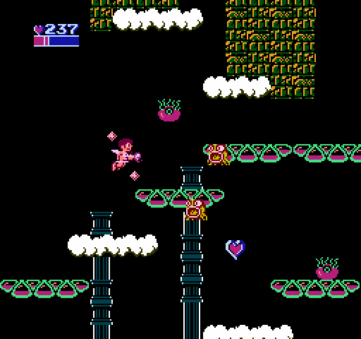 Kid Icarus NES / Famicom Screenshot: Jumping ever upwards...