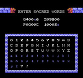 Kid Icarus for NES / Famicom - Enter a password to continue a saved game (U.S. version).