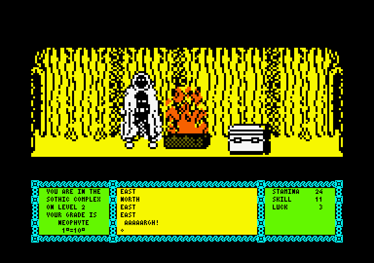 Heavy on the Magick Amstrad CPC Screenshot: I can't get past this fire at the moment...
