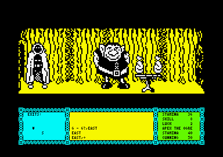 Heavy on the Magick Amstrad CPC Screenshot: A rather large monster is blocking the path!