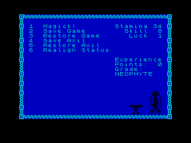 Heavy on the Magick ZX Spectrum Screenshot: The main menu.