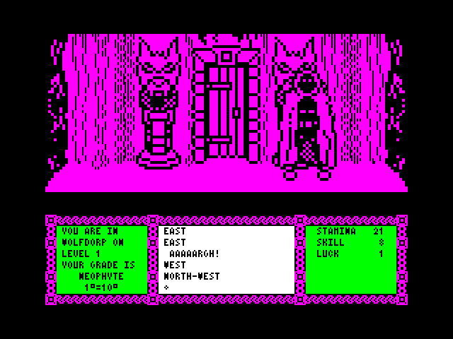 Heavy on the Magick ZX Spectrum Screenshot: A dead end, that door is locked...