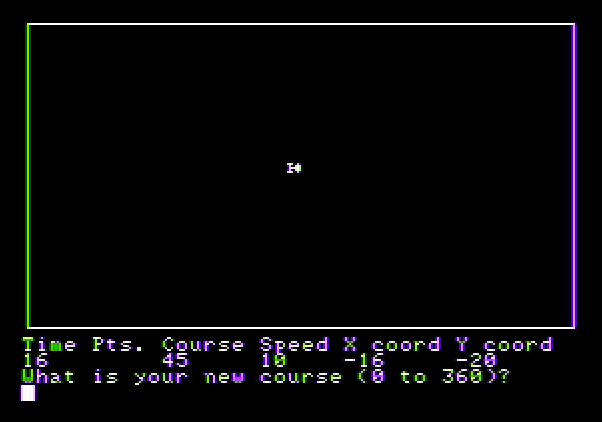 Warp Factor, The Apple II Screenshot: Setting a course.