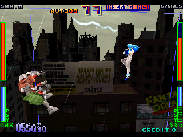 Psychic Force Arcade Screenshot: So far I'm winning this fight...