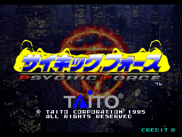 Psychic Force Arcade Screenshot: Title screen (Version 2.4J).