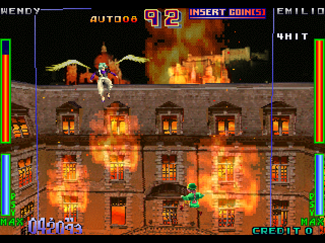 Psychic Force Arcade Screenshot: Each fight is contained to a cube...