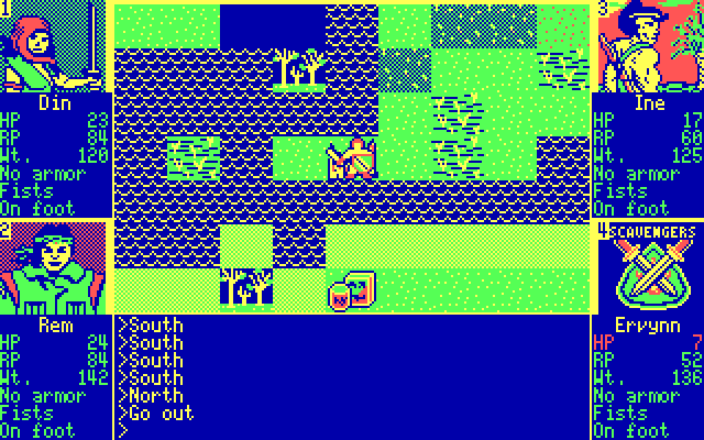Scavengers of the Mutant World IBM PC/Compatibles Screenshot: Searching outside...