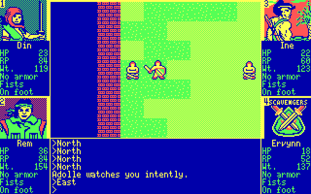 Scavengers of the Mutant World IBM PC/Compatibles Screenshot: I'm being watched...