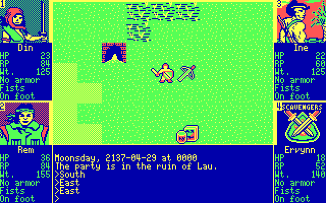 Scavengers of the Mutant World IBM PC/Compatibles Screenshot: Game start.