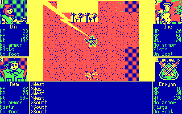 Scavengers of the Mutant World IBM PC/Compatibles Screenshot: My party was hit by a storm!