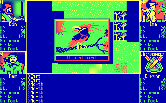 Scavengers of the Mutant World IBM PC/Compatibles Screenshot: Surprise attack by a weed bird!