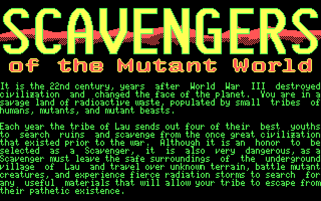 Scavengers of the Mutant World IBM PC/Compatibles Screenshot: The story so far...