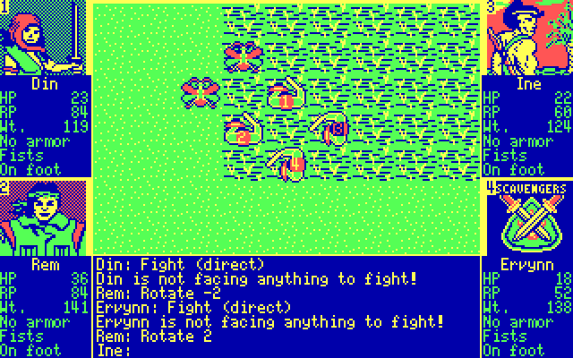 Scavengers of the Mutant World IBM PC/Compatibles Screenshot: The battle screen.