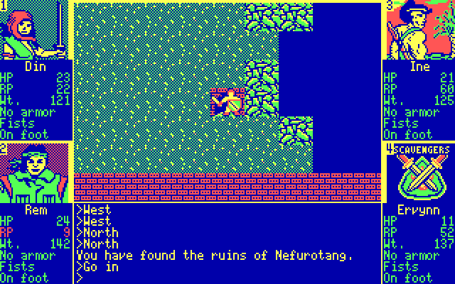 Scavengers of the Mutant World IBM PC/Compatibles Screenshot: Entered another ruins...