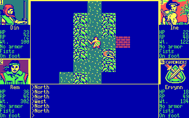 Scavengers of the Mutant World IBM PC/Compatibles Screenshot: Exploring some narrow paths...