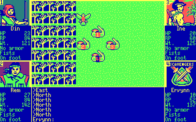 Scavengers of the Mutant World IBM PC/Compatibles Screenshot: I have this opponent outnumbered!