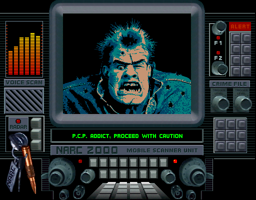 NARC Arcade Screenshot: My next opponent looks mean!