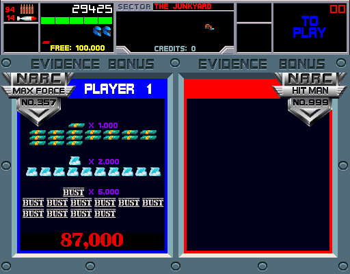 NARC Arcade Screenshot: Level completed!