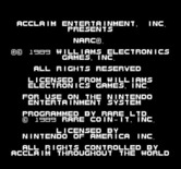 NARC for NES / Famicom - Copyright screen.