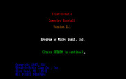 Strat-O-Matic Computer Baseball for IBM PC/Compatibles - Title screen.