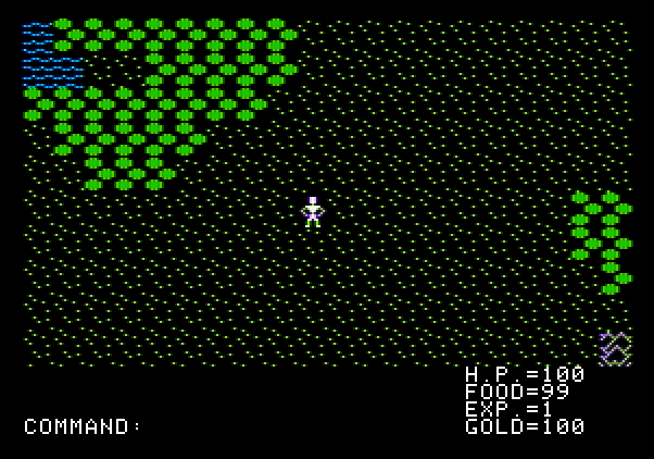 Ultima Apple II Screenshot: Game start.