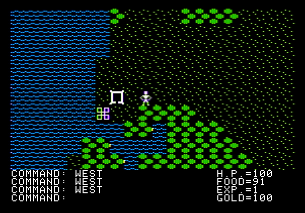 Ultima Apple II Screenshot: Entrance to a castle...