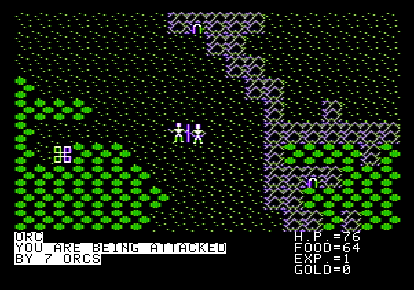 Ultima Apple II Screenshot: I'm being attacked!