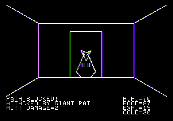 Ultima Apple II Screenshot: Now a giant rat is in the way...