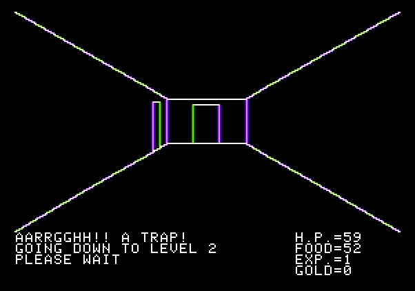 Ultima Apple II Screenshot: A trap! Down to level 2...