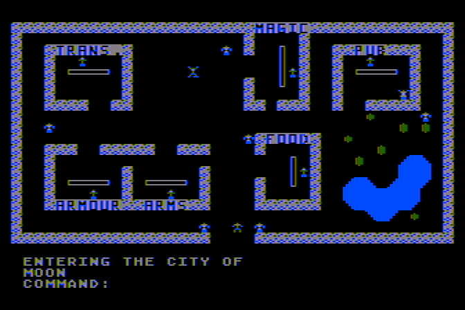 Ultima Atari 8-bit Screenshot: Entering the city of Moon...