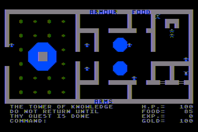 Ultima Atari 8-bit Screenshot: Your mission; don't return until you succeed!