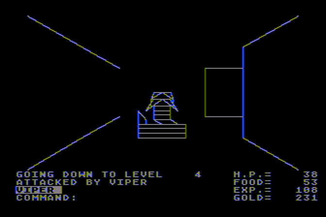 Ultima Atari 8-bit Screenshot: A viper is attacking!