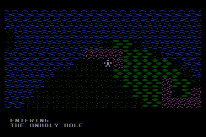 Ultima Atari 8-bit Screenshot: Entering The Unholy Hole...Yep, another dungeon...