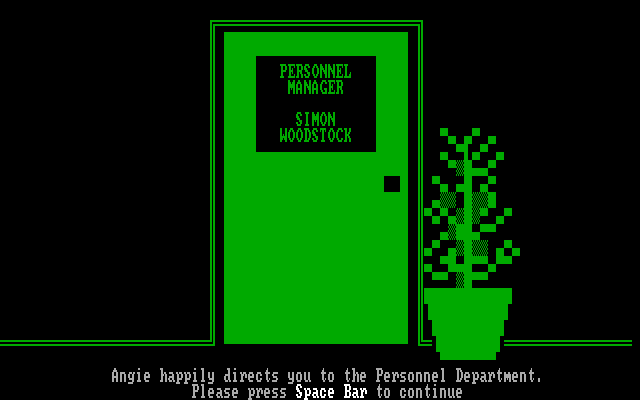 Executive Suite IBM PC/Compatibles Screenshot: I've been directed to the Personnel Department...