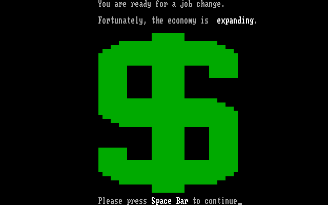 Executive Suite IBM PC/Compatibles Screenshot: The economy is now expanding...
